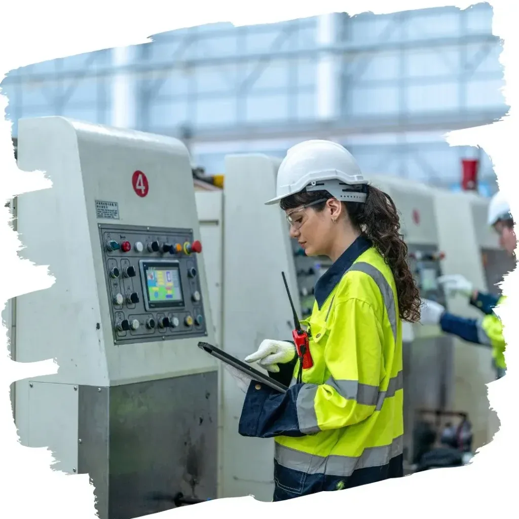 Eletricista analisando máquina na empresa para realizar o laudo técnico PPCI
