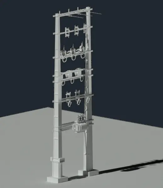 Render de subestação em poste - Aplica Engenharia