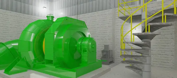 Renderização das máquinas na usina - Aplica Engenharia