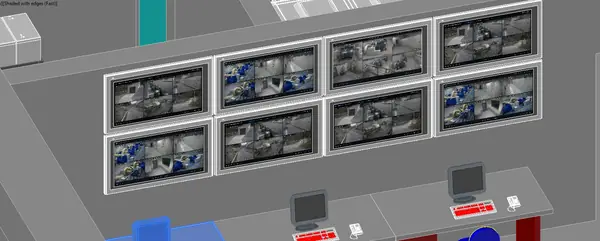 Renderização do sistema de monitoramento CFTV - Aplica Engenharia